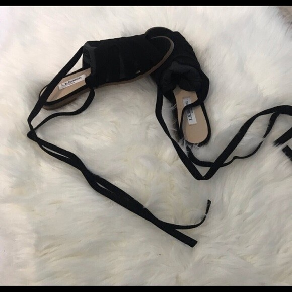 L.k. Bennett Selma Suede Bla-black Ankle wrap flat - Picture 5 of 8